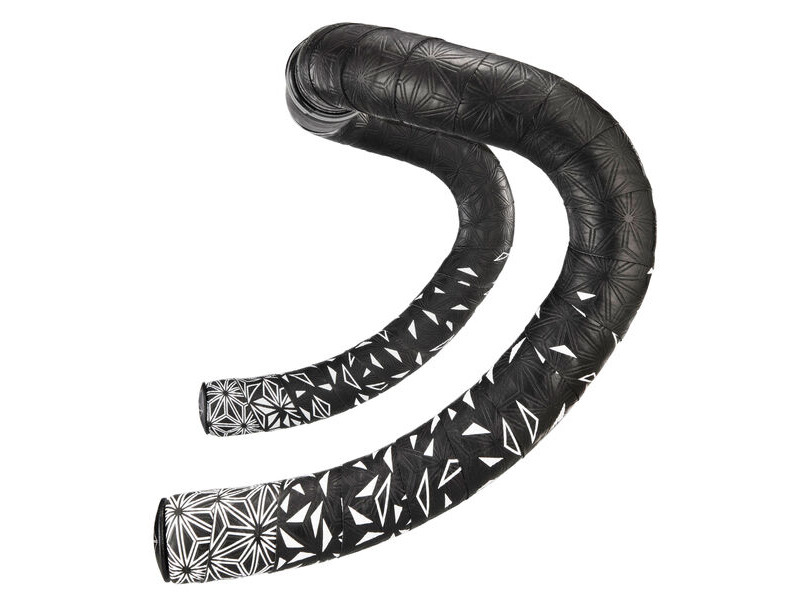 Supacaz Sticky Kush Star Fade Bar Tape White + Ano Black Plugs click to zoom image