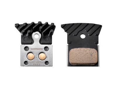 Shimano L04C disc brake pads, alloy backed with cooling fins, metal sintered
