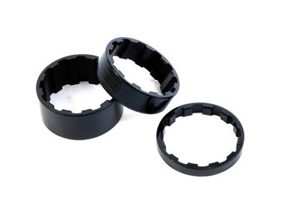 M Part Splined alloy headset spacers 1-1/8", 5/10/15 mm black, pack of 3