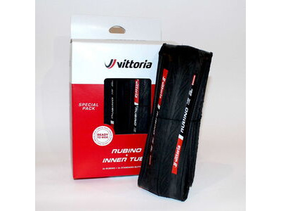 Vittoria Rubino V 700x28c Folding Full Black Twin Pack with 2 x Innertubes